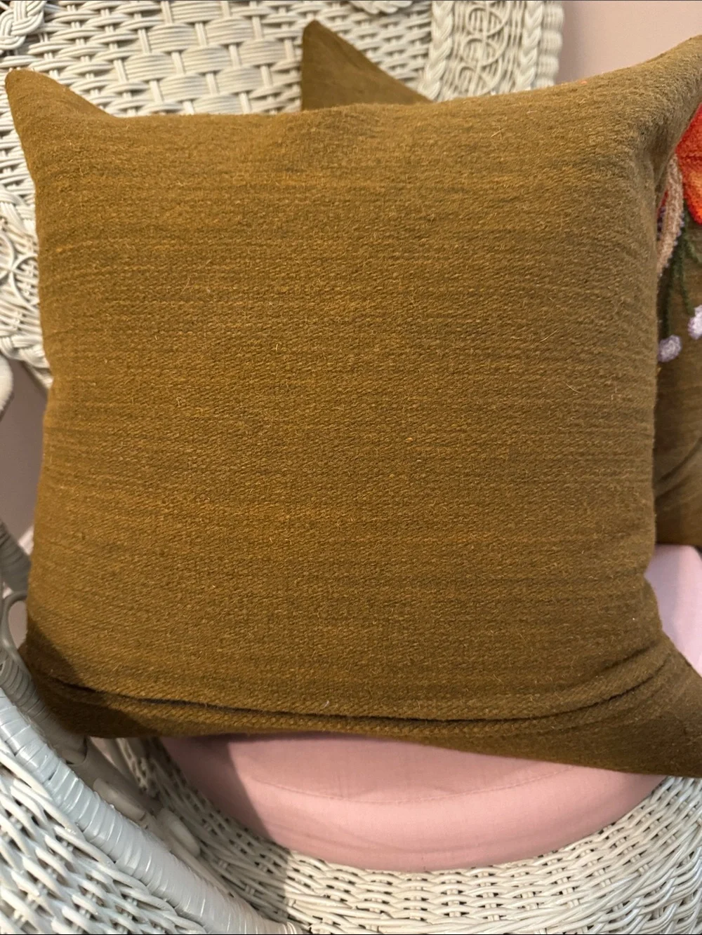 Set of Two Peruvian Hand Woven, Hand Embroidered Pillows